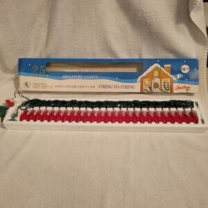 Christmas Lights 25 End to End Red Colored Indoor Outdoor Vintage Working